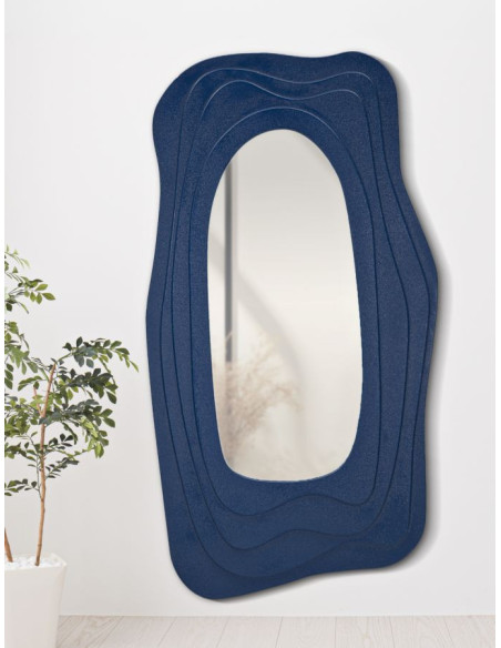 Grand Miroir mural Irrégulier 90x165 en Bois Bleu Dafne 