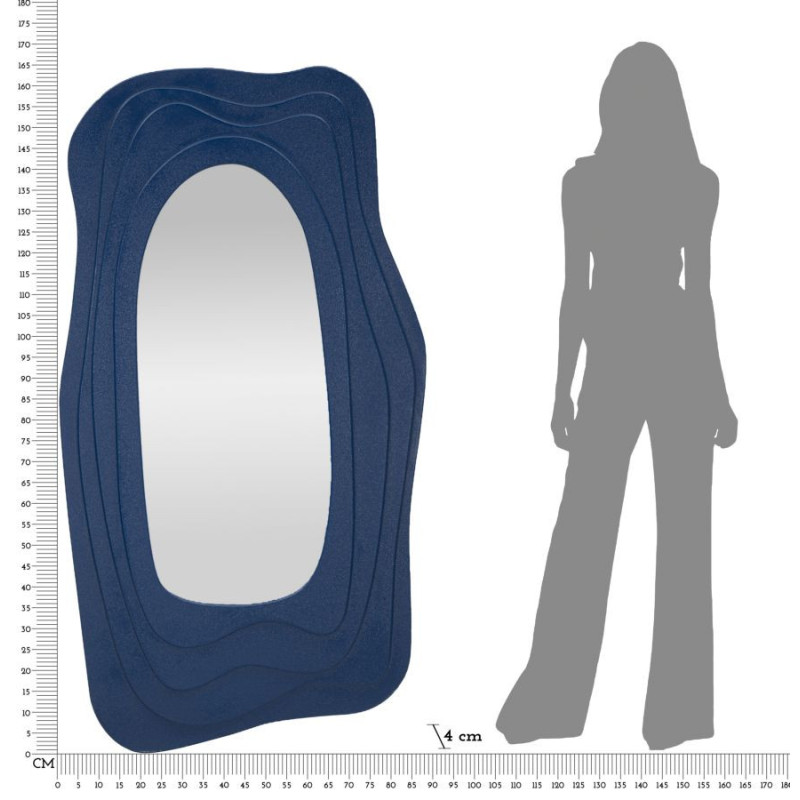 Grand Miroir mural Irrégulier 90x165 en Bois Bleu Dafne 