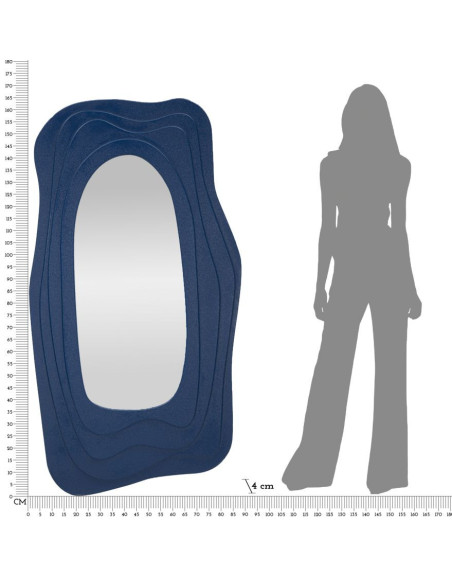 Grand Miroir mural Irrégulier 90x165 en Bois Bleu Dafne 