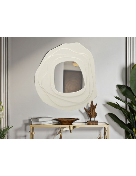 Grand Miroir mural Irrégulier 90x97 en Bois Blanc Dalia 