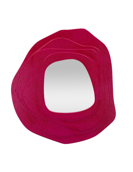 Grand Miroir mural Irrégulier 90x97 en Bois Rose fuchsia Dalia 