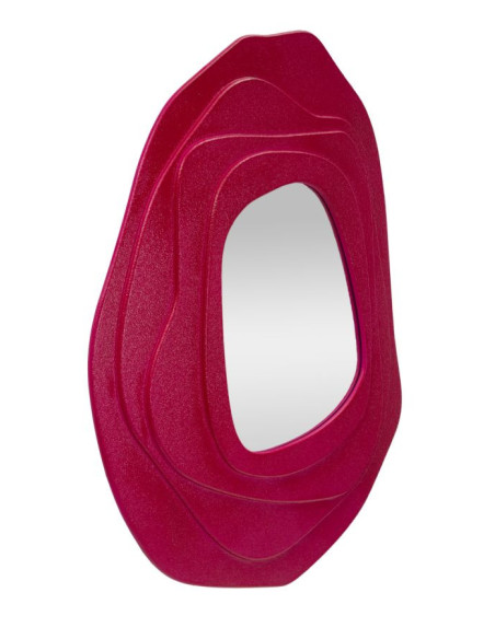 Grand Miroir mural Irrégulier 90x97 en Bois Rose fuchsia Dalia 