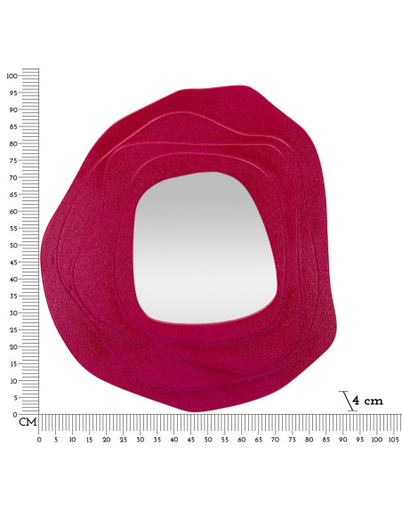 Grand Miroir mural Irrégulier 90x97 en Bois Rose fuchsia Dalia 