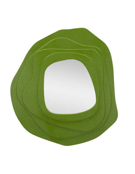 Grand Miroir mural Irrégulier 90x97 en Bois Vert Dalia 