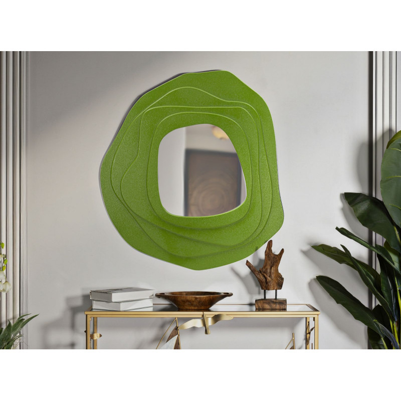 Grand Miroir mural Irrégulier 90x97 en Bois Vert Dalia 