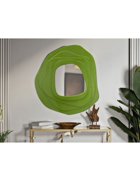 Grand Miroir mural Irrégulier 90x97 en Bois Vert Dalia 