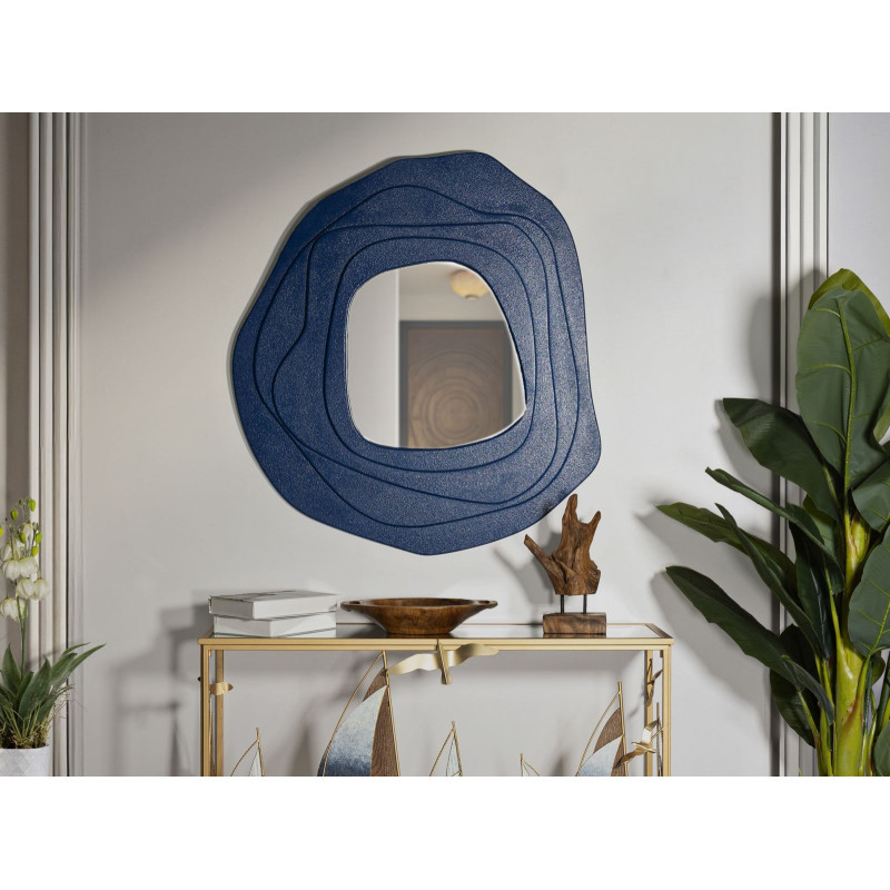 Grand Miroir mural Irrégulier 90x97 en Bois Bleu Dalia - 6