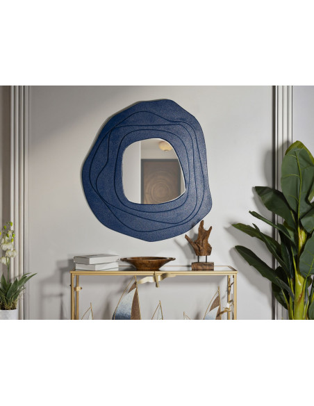 Grand Miroir mural Irrégulier 90x97 en Bois Bleu Dalia - 6