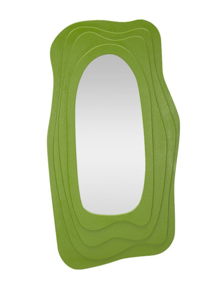 Grand Miroir mural Irrégulier 90x165 en Bois Vert Dafne - 1