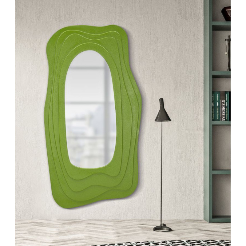 Grand Miroir mural Irrégulier 90x165 en Bois Vert Dafne - 6