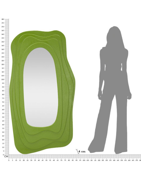 Grand Miroir mural Irrégulier 90x165 en Bois Vert Dafne - 7