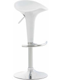 Tabouret de bar réglable pivotant blanc en plastique et métal aspect chrome 37 x 37 x 87 cm Bellano