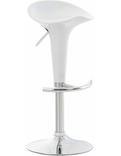 Tabouret de bar design rétro en Polypropylène Blanc Métal Argenté Brillant Bellano - 1