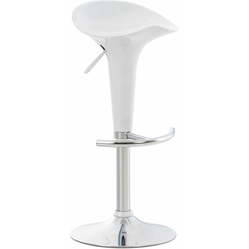 Tabouret de bar design rétro en Polypropylène Blanc Métal Argenté Brillant Bellano - 1
