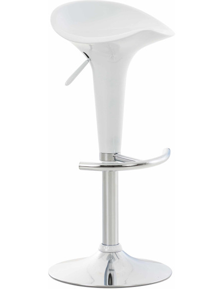 Tabouret de bar design rétro en Polypropylène Blanc Métal Argenté Brillant Bellano - 1