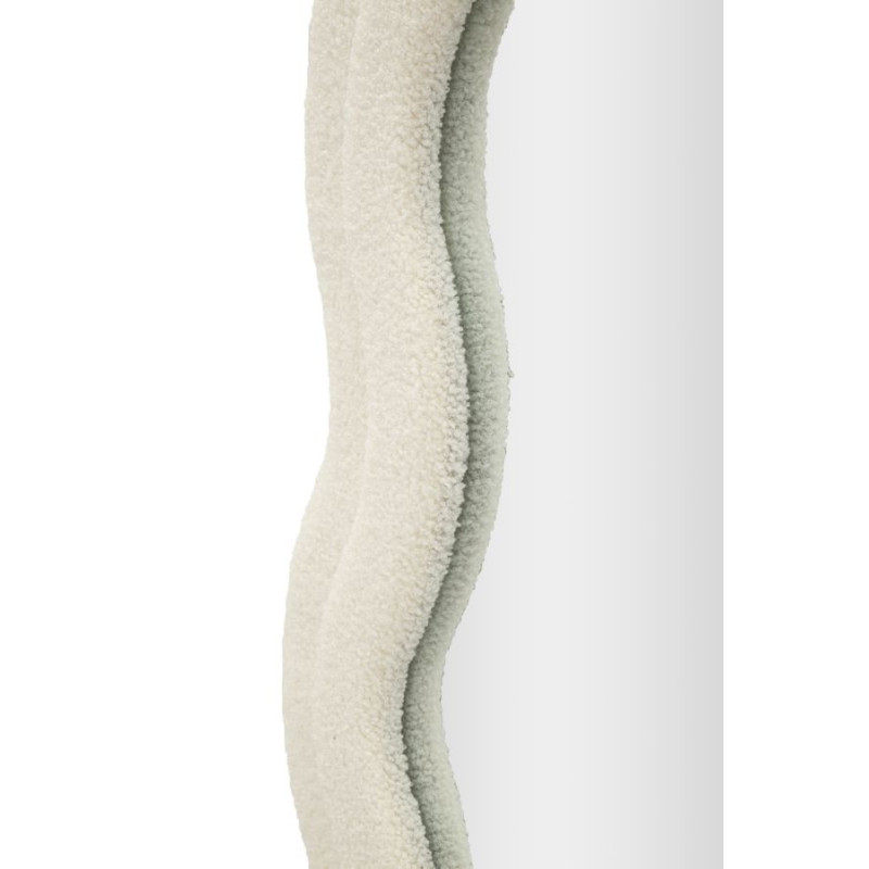 Grand Miroir mural Bouclette Irrégulier 60x160 en Tissu Blanc crème bouclé Teddy 