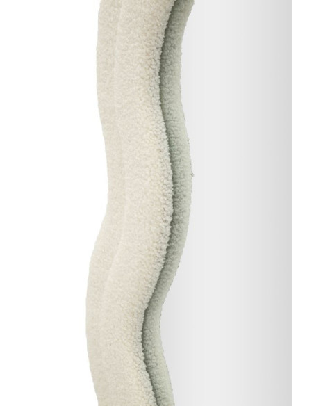 Grand Miroir mural Bouclette Irrégulier 60x160 en Tissu Blanc crème bouclé Teddy 