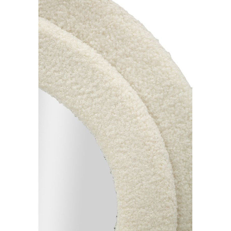Grand Miroir mural Bouclette Irrégulier 60x160 en Tissu Blanc crème bouclé Teddy 