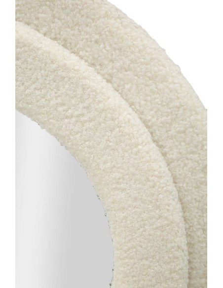Grand Miroir mural Bouclette Irrégulier 60x160 en Tissu Blanc crème bouclé Teddy 