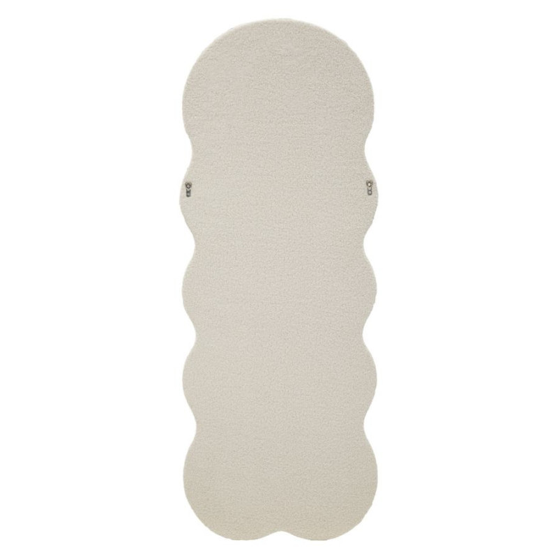 Grand Miroir mural Bouclette Irrégulier 60x160 en Tissu Blanc crème bouclé Teddy 