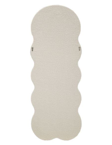 Grand Miroir mural Bouclette Irrégulier 60x160 en Tissu Blanc crème bouclé Teddy 