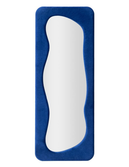 Grand Miroir mural original Irrégulier 60x160 en Velours Bleu Theodor 