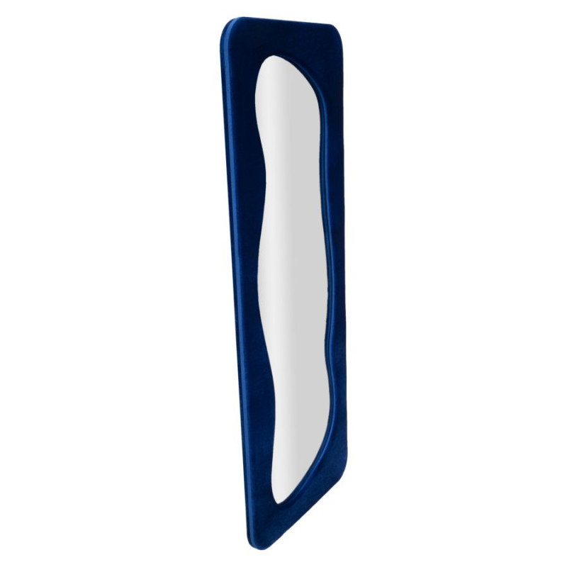 Grand Miroir mural original Irrégulier 60x160 en Velours Bleu Theodor 