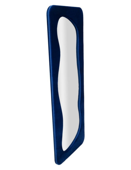 Grand Miroir mural original Irrégulier 60x160 en Velours Bleu Theodor 