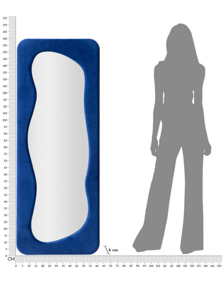 Grand Miroir mural original Irrégulier 60x160 en Velours Bleu Theodor 