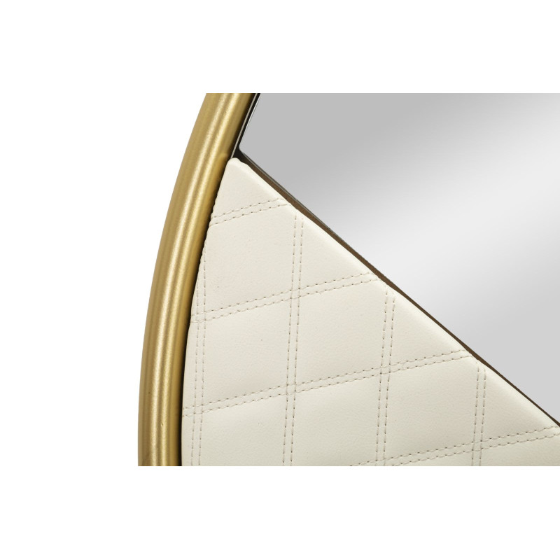 Miroir mural moderne Rond 80x80 en Bois Blanc Métal Doré Sharon 