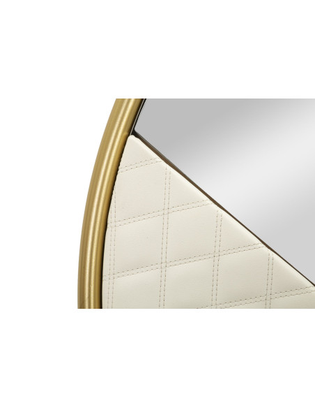 Miroir mural moderne Rond 80x80 en Bois Blanc Métal Doré Sharon 