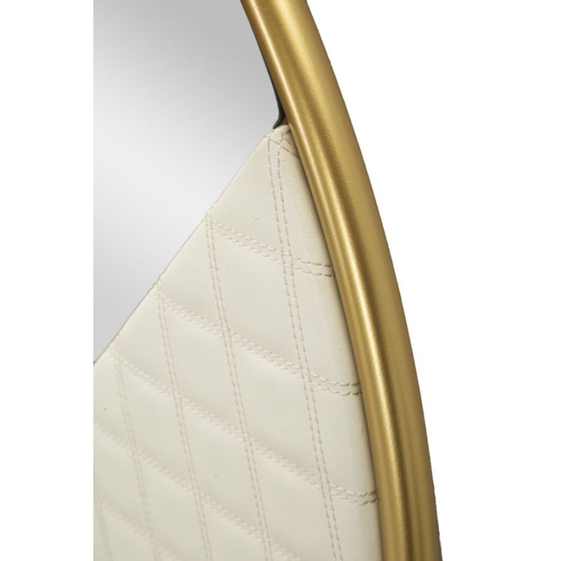 Miroir mural moderne Rond 80x80 en Bois Blanc Métal Doré Sharon 