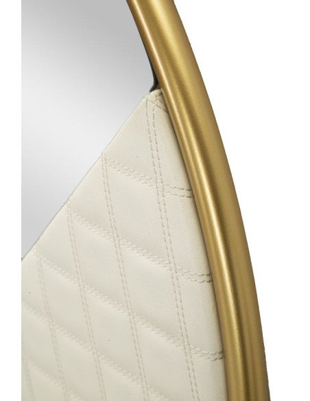 Miroir mural moderne Rond 80x80 en Bois Blanc Métal Doré Sharon 