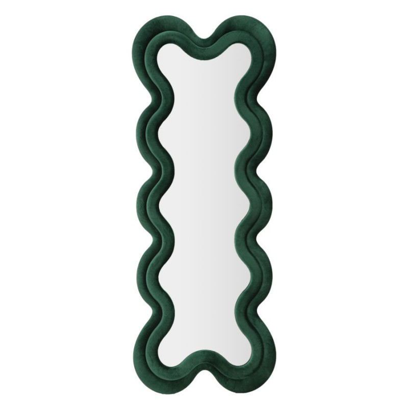 Grand Miroir mural original Irrégulier 58x160 en Velours Vert Monica 