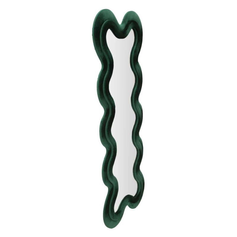 Grand Miroir mural original Irrégulier 58x160 en Velours Vert Monica 