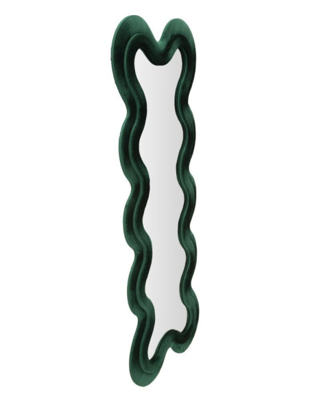 Grand Miroir mural original Irrégulier 58x160 en Velours Vert Monica 