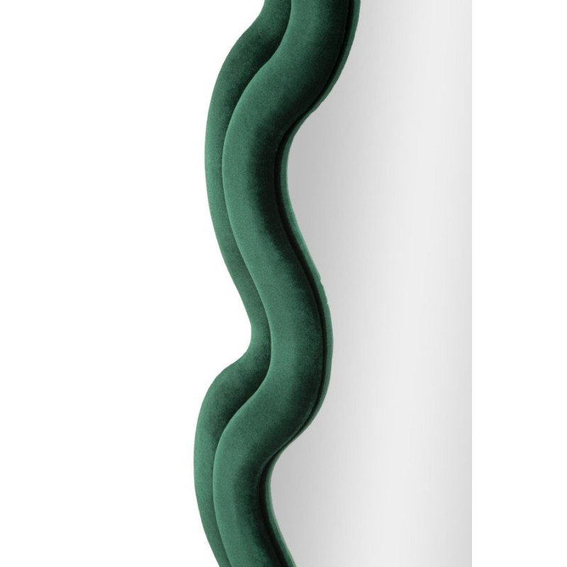 Grand Miroir mural original Irrégulier 58x160 en Velours Vert Monica 