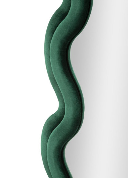Grand Miroir mural original Irrégulier 58x160 en Velours Vert Monica 