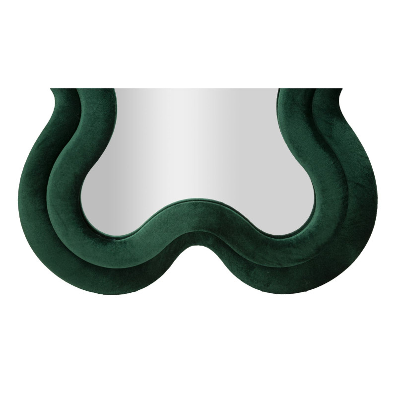 Grand Miroir mural original Irrégulier 58x160 en Velours Vert Monica 