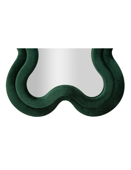 Grand Miroir mural original Irrégulier 58x160 en Velours Vert Monica 