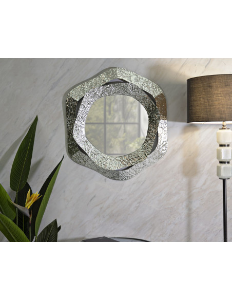 Miroir mural moderne Irrégulier 66x75 en Métal Argenté Aury 