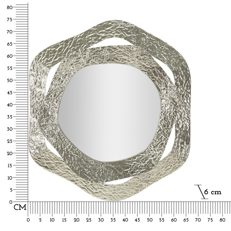 Miroir mural moderne Irrégulier 66x75 en Métal Argenté Aury 