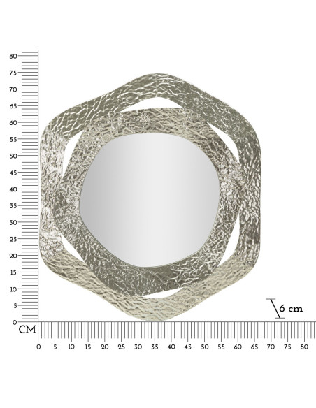 Miroir mural moderne Irrégulier 66x75 en Métal Argenté Aury 