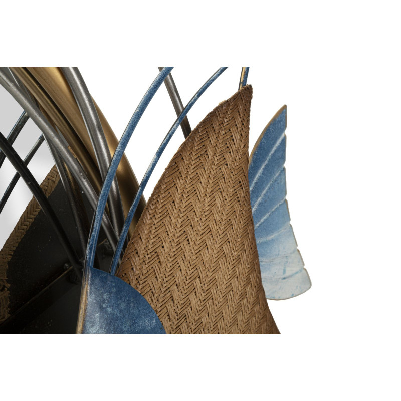 Miroir mural bord de mer Rond 68x67 en Métal Doré Motif Poissons Marine 