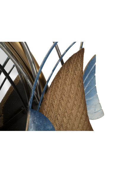 Miroir mural bord de mer Rond 68x67 en Métal Doré Motif Poissons Marine 