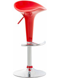 Tabouret de bar réglable pivotant rouge en plastique et métal aspect chrome 37 x 37 x 87 cm Bellano