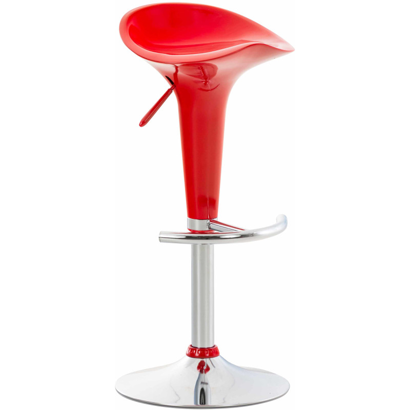 Tabouret de bar design rétro en Polypropylène Rouge Métal Argenté Brillant Bellano - 1