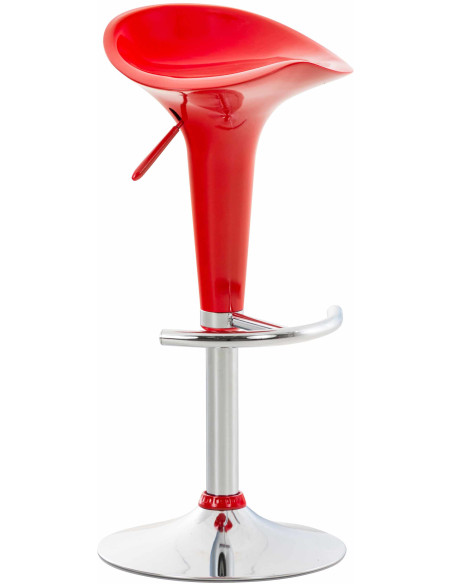 Tabouret de bar design rétro en Polypropylène Rouge Métal Argenté Brillant Bellano - 1