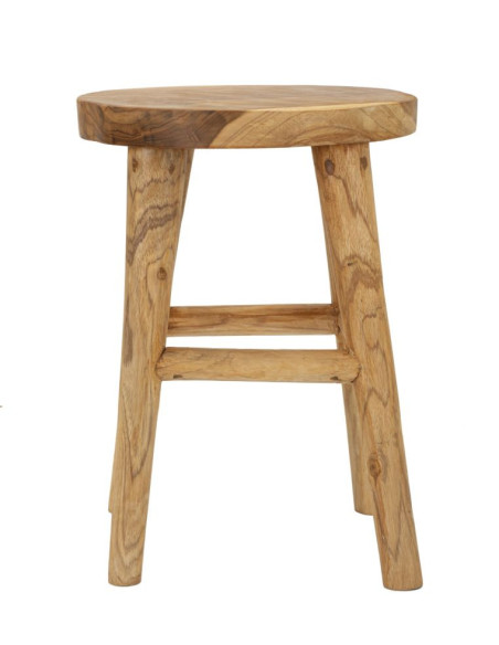 Tabouret artisanal ethnique Hauteur 55 cm en Bois de teck recyclé Marron Bulat - 3