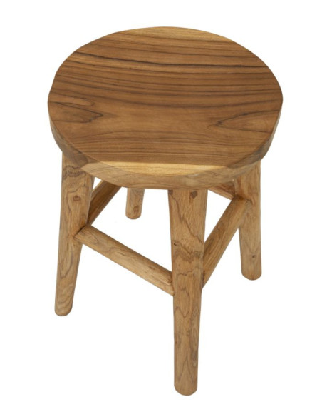 Tabouret artisanal ethnique Hauteur 55 cm en Bois de teck recyclé Marron Bulat - 4